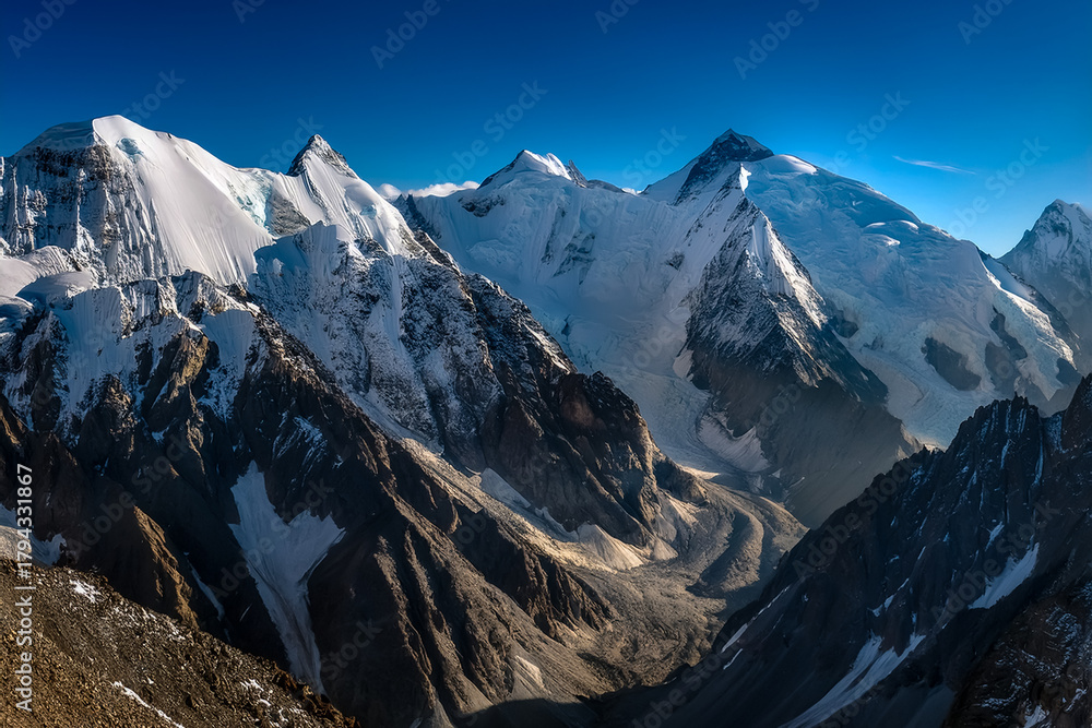 Fototapeta premium Blick auf schneebedeckte Berggipfel