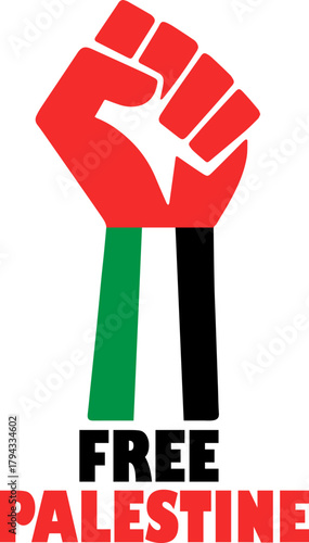 Raised Fist Palestine Solidarity Vector Illustration for Freedom and Activism Support Artwork