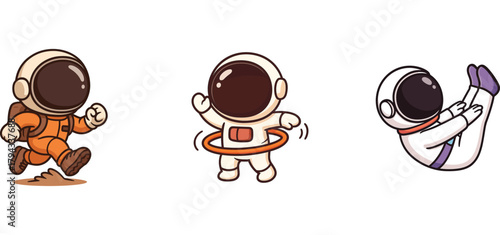 adorable astronauts dancing and doing martial moves