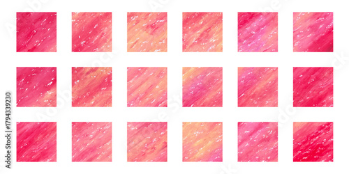 可愛いピンク色の絵の具で描かれたテクスチャ素材　コラージュ、背景用のベクターイラストセット