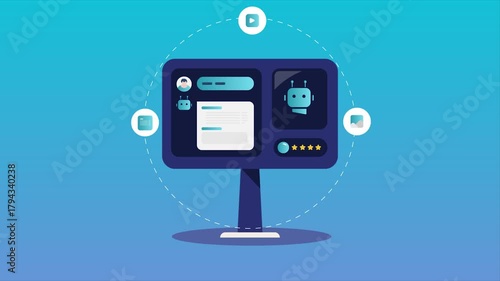 User enter prompt on digital interface, AI assistant generates high quality text and visual content for personal and business needs.