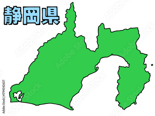 少しゆるい静岡県地図 書き文字 中部地方 東日本 /  A loosely drawn map of Shizuoka Prefecture