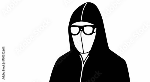 Anonymous Person Wearing Hoodie and Glasses.