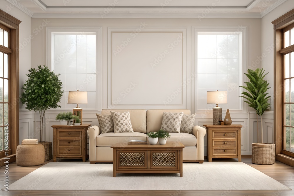 Fototapeta premium Warm Cozy Living Room Interior Design.