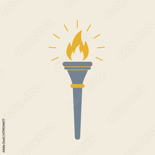 Torch with Bright Flame and Glowing Light.