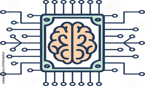 Artificial intelligence concept showing brain inside a computer chip, representing AI, machine learning, and neural networks for modern tech applications