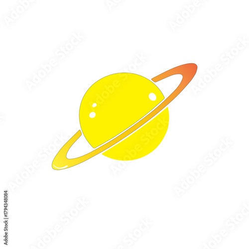 Stylized Cartoon Planet with Ring
