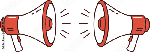 Megaphone vector illustration, loudspeaker icon design, communication symbol graphic, debate concept art, sound amplification element, cad drawing flat vector illustration
