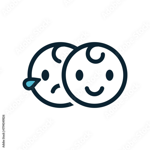 Happy and Sad Baby Faces logo icon