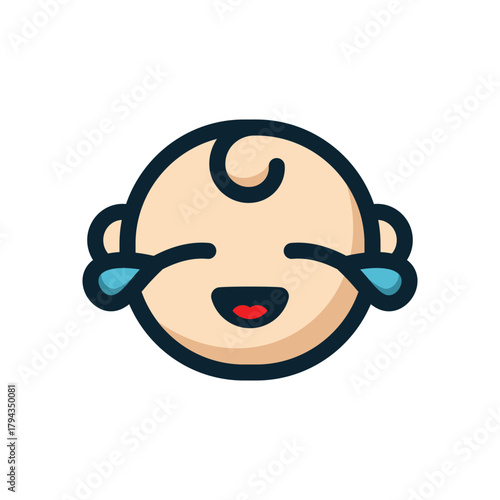 Cute Laughing Baby Face Icon