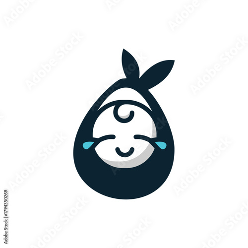 Happy baby in tight embrace logo icon