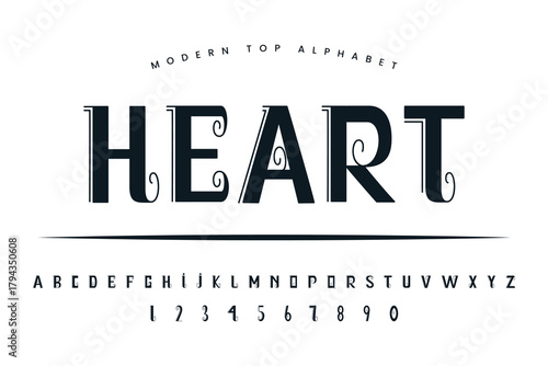 Heart Display stylish Font and Alphabet abcd font vector design