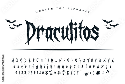 Draculitos stylish Font and Alphabet abcd font vector design