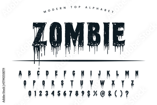 Blood Victim Zombie stylish Font and Alphabet abcd font vector design