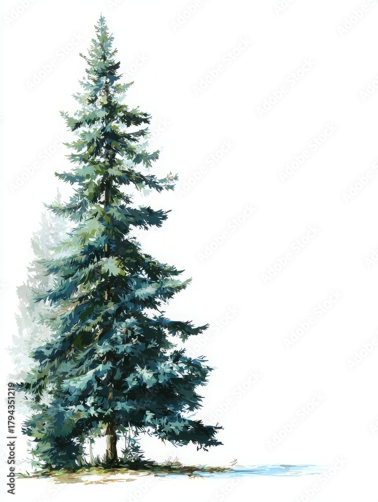 Fototapeta premium spruce tree on a white background with space for text.