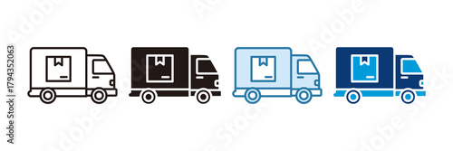 Delivery Truck Icon Set Multiple Style Collection