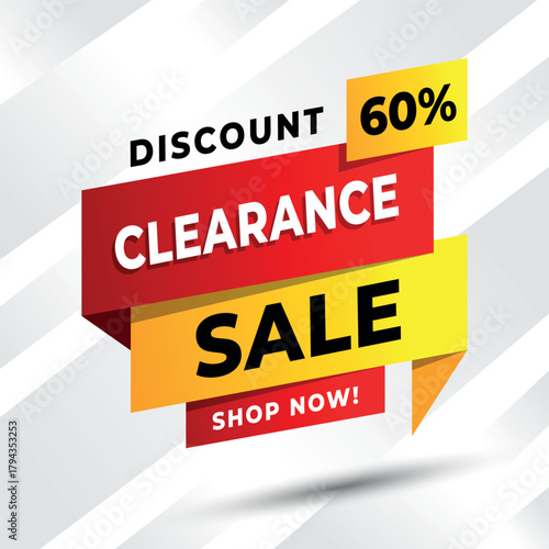 Dynamic Clearance sale banner design with 60% off