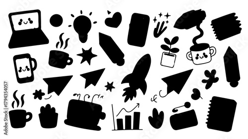 Hand icons set vector illustration food and drink symbols kitchen cooking design