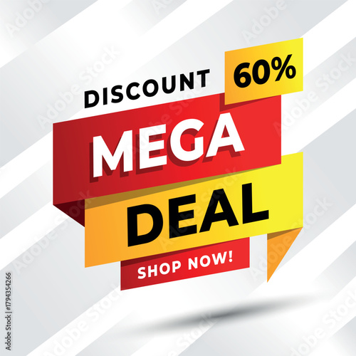 Vibrant Mega Deal Discount Banner for Limited Time Sales