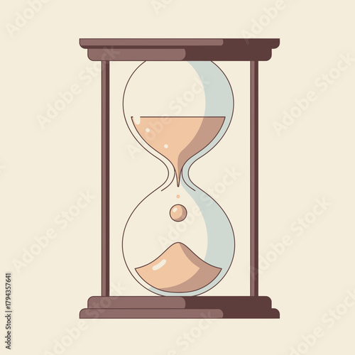 Illustration of an hourglass with sand flowing, symbolizing time passing.