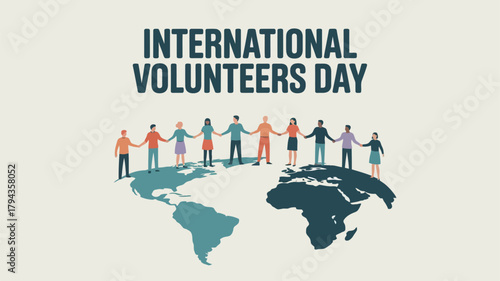 International Volunteers Day Caring Community Helping Hands Vector Illustration