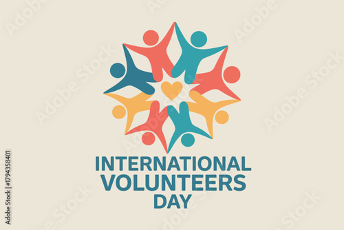 International Volunteers Day Caring Community Helping Hands Vector Illustration
