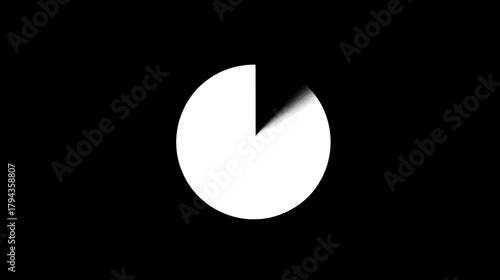 Minimalist black and white graphic illustrating a small partial circle, symbolizing loading, progress, data, time, or a percentage.