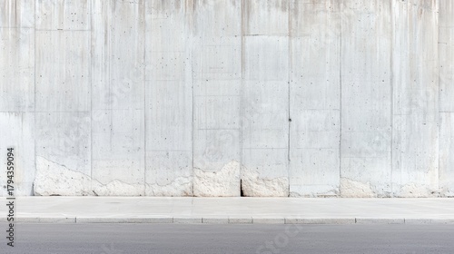 Fototapeta Naklejka Na Ścianę i Meble -  A white concrete wall with a crack in the middle.