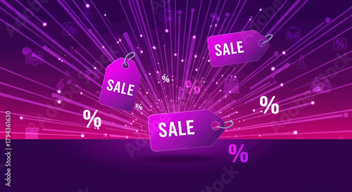 Radial Data Burst Cyber Monday Background Vector
