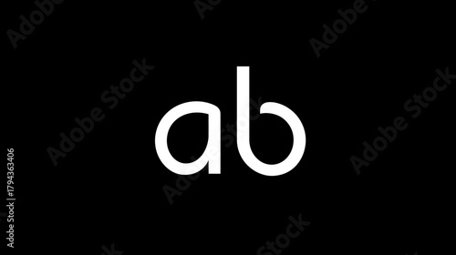 Minimalist white lowercase 'ab' letters on a sleek black background, modern initial logo concept, typography design.