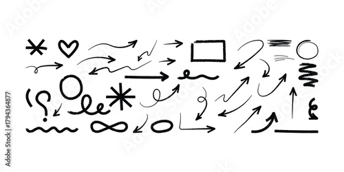 Arrow Doodle Mega Pack. Dynamic Arrows, Swirls, Loops, Directional Lines