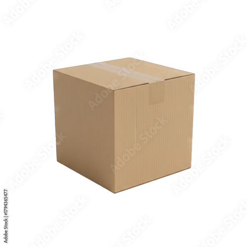 Brown Cardboard Shipping Box Isolated on Transparent Background Clean Studio Lighting for Packaging and Delivery Concepts