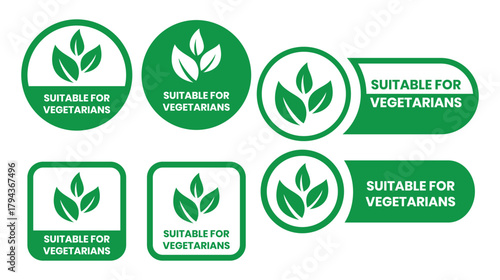 Suitable for Vegetarians stamp sticker with Leaves icon vector illustration. Suitable for Vegetarians sign, logo, badge, icon, sticker, label, emblem, stamp, symbol, black, line, flat vector.