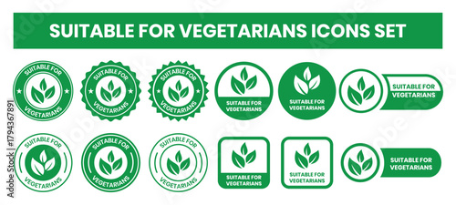 Suitable for Vegetarians stamp sticker with Leaves icon vector illustration. Suitable for Vegetarians sign, logo, badge, icon, sticker, label, emblem, stamp, symbol, black, line, flat vector.