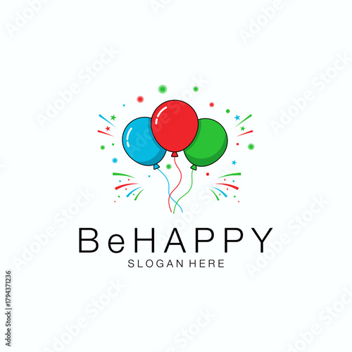 abstract logo, balloons tell of happiness and smiles.