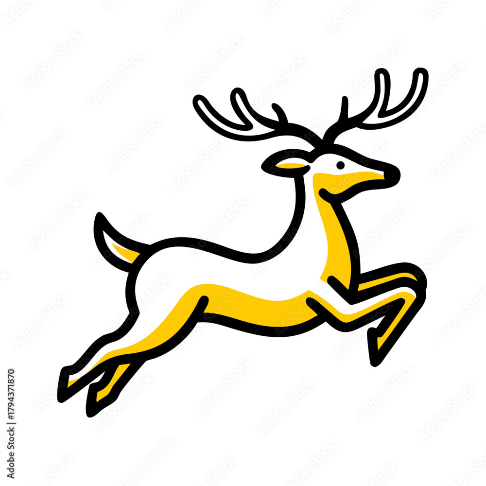Fototapeta premium Leaping deer stylized illustration graphic on clean background