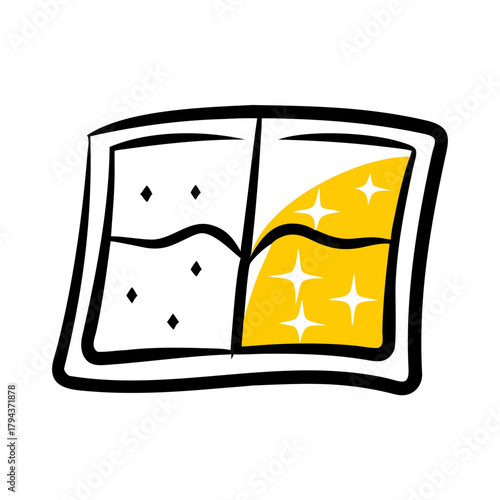 Window cleaning service showing dirty to sparkling clean pane