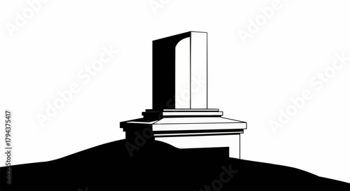 Minimalist Monument Silhouette on a Hilltop.