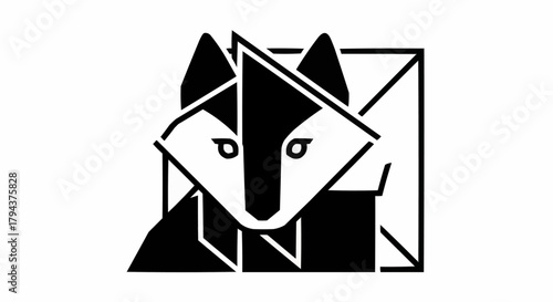 Geometric Wolf Head Logo Design Abstract Style.
