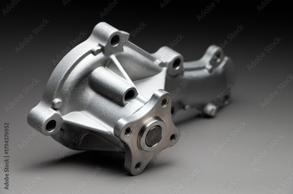 Obraz premium New cooling pump for internal combustion engine of a passenger car on a gray background