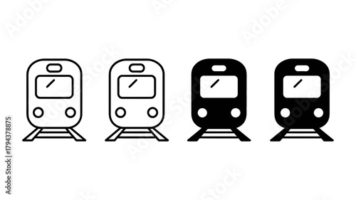 Two train icons, one in outline and one in solid black