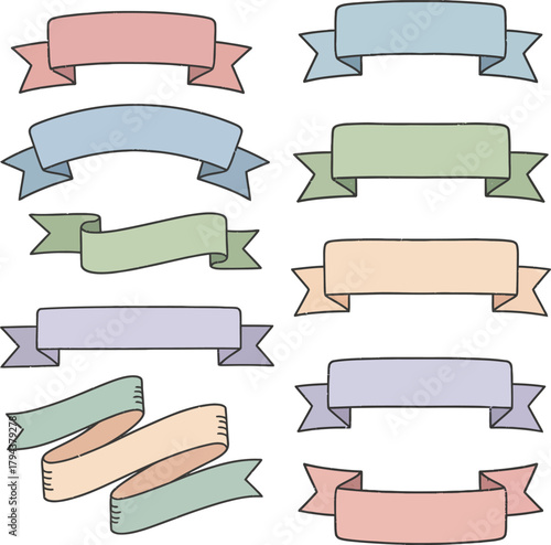 Multiple gouache style streamer label elements
