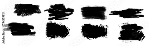 Bold black brush strokes with splatters, scribble texture, spray vector set of black silhouettes of a young woman, vector set of black silhouettes of the girl, vector set of black silhouettes people