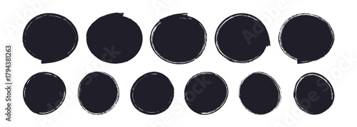 Collection of grunge circles and dots. Japanese and chinaese calligraphy round shapes. Grunge post Stamps Collection, Circles. Banners, Insignias , Logos, Icons, Labels and Badges Set. 