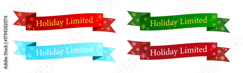 多色リボンに「Holiday Limited」をあしらった限定感のあるホリデーバナーシリーズ