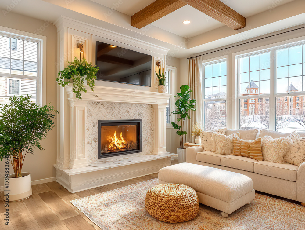 Naklejka premium stately marble fireplace