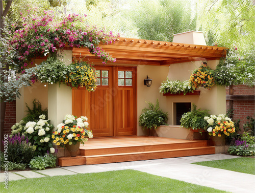 welcoming backyard fireplace