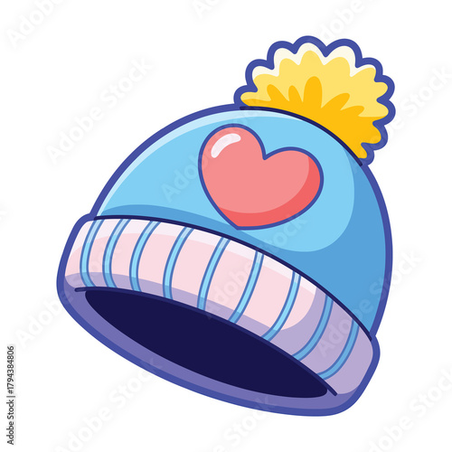 Cute winter hat with a heart, perfect for adding a touch of love and warmth to your seasonal designs and illustrations