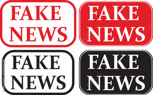 Fake News Rectangular Labels for Media Caution and Awareness Campaigns