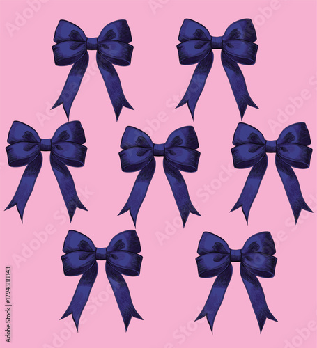 Bows Navy bow satin lilac girly ribbon coquette French Paris Parisian plush romantic girls trending style pink t-shirt design Slogan Logo Graphic Vector Tee shirt apparel print luxe fashion luxury 